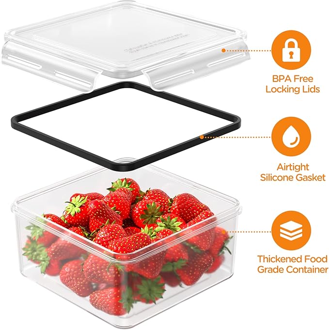 52 Piece Airtight Food Storage Containers Set with Lids (26 Containers & 26 Lids),100% Leakproof Plastic Meal Prep Container Reusable, BPA Free Kitchen and Pantry Organization - Labels & Pen