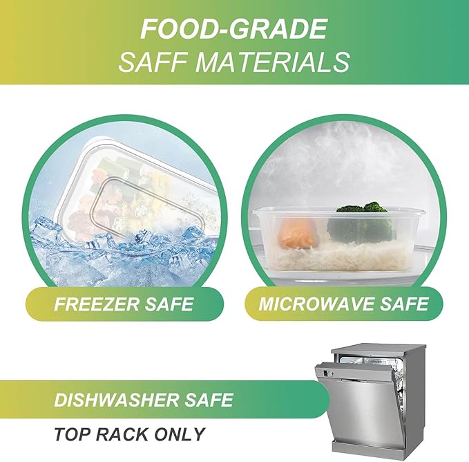 50 Pack 17oz Deli Containers with Lids Freezer Food Storage Containers Lunch Salad Container Plastic Container with Lids Meal Prep Container Reusable Sets BPA Free Bento Box Dishwasher