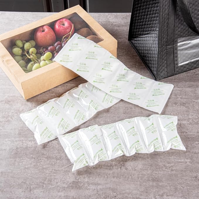 Restaurantware Delivery Tek 15.4 x 5.7 Inch Ice Sheets 10 Durable Cold Packs - Easy-To-Use Design Leakproof Plastic Shipping Ice Packs Reusable For Frozen Meat Vegetables or Beverages