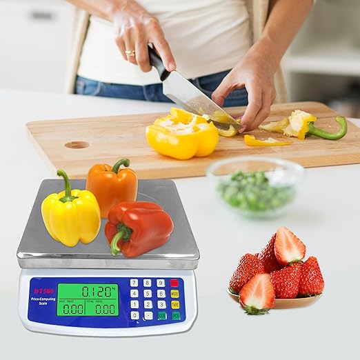 Commercial Food Scale 40kg, Large Digital Kitchen Scale with LCD Display, Battery/Plug-in Use Baking Cooking Bread Meat Weight Price Computing Scale, Stainless Steel Parts and Coins Counting Scale