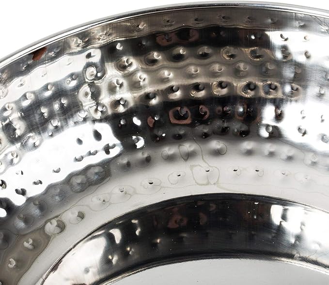 Salad Bowl and Serving Utensils - Hammered Detailing - Stainless Steel Mixing Bowls with Lids- Luxurious Serving Bowls (12" Silver Hammered Salad Bowl)