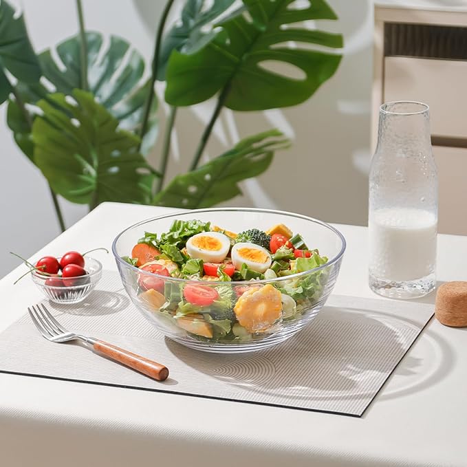 NUTRIUPS 8.7 inch Tempered Glass Mixing Bowls 2 Pack, Salad Bowl for Kitchen Microwave, Dishwasher and Oven Safe