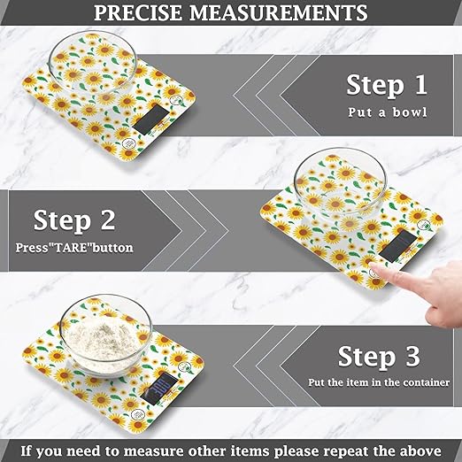 Food Scale Kitchen Scale Food Scales Digital Weight Grams and Ounces Small Electronic Food Scale for Baking Cooking Sunflowers