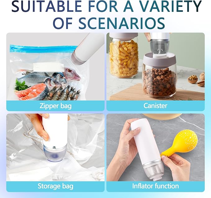Handheld Vacuum Sealer for Food, Portable Cordless Vacuum Sealer Machine Set with 10 Sous Vide Bags for Food Storage Kitchen and Sous Vide Cooking