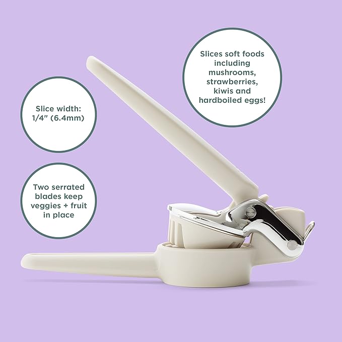Chef'n FreshForce Hand-Held Slicer, Slices Mushrooms, Strawberries, Kiwis and More, Taupe