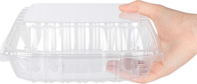 Stock Your Home Plastic 8 x 8 Inch Clamshell Takeout Tray (25 Count) - Dessert Containers - Plastic Hinged Food Containers for Salads, Pasta, Sandwiches