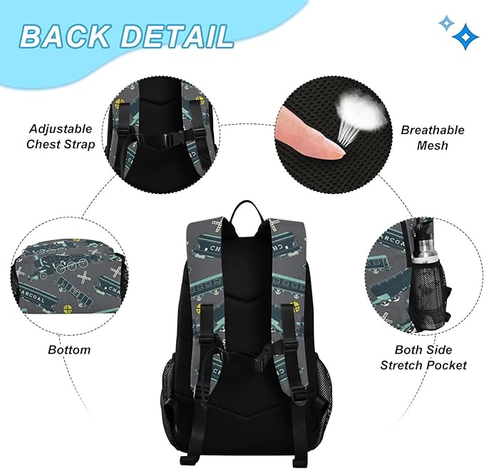 Cartoon Train Kids Backpack for Girls Boys School Bookbag with Insulated Lunch Box for Elementary Primary Schooler School Backpack