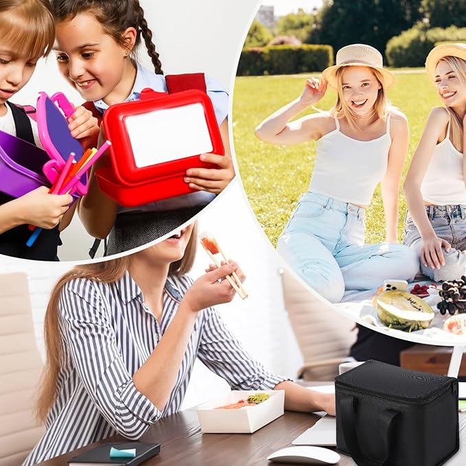 10 Pack Insulated Lunch Bags Bulk, Reusable Cooler Bags, Leakproof Lunch Boxes Set, Waterproof Thermal Cooler Bags, Insulated Beverage Bag for Women Men Work Picnic Beach(Black)