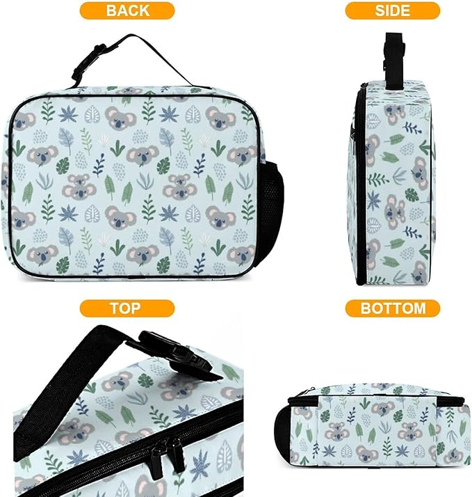 Cute Koalas Reusable Lunch Box Insulated Lunch Bag Cooler Bag Lunchbox Meal Food Container Tote Bag for Women Kids Girls School Camping Hiking Picnic Beach Travel