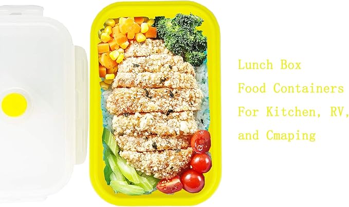 CCyanzi Set of 3 Yellow Collapsible Food Containers Collapsible Camping Bowl Silicone Storage Containers, Safe to Microwave and Freezer, 800ml
