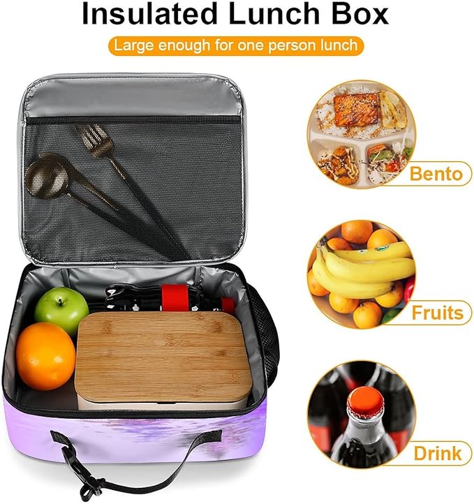 Orchids Butterfly Reusable Lunch Box Insulated Lunch Bag Cooler Bag Lunchbox Meal Food Container Tote Bag for Women Kids Girls School Camping Hiking Picnic Beach Travel