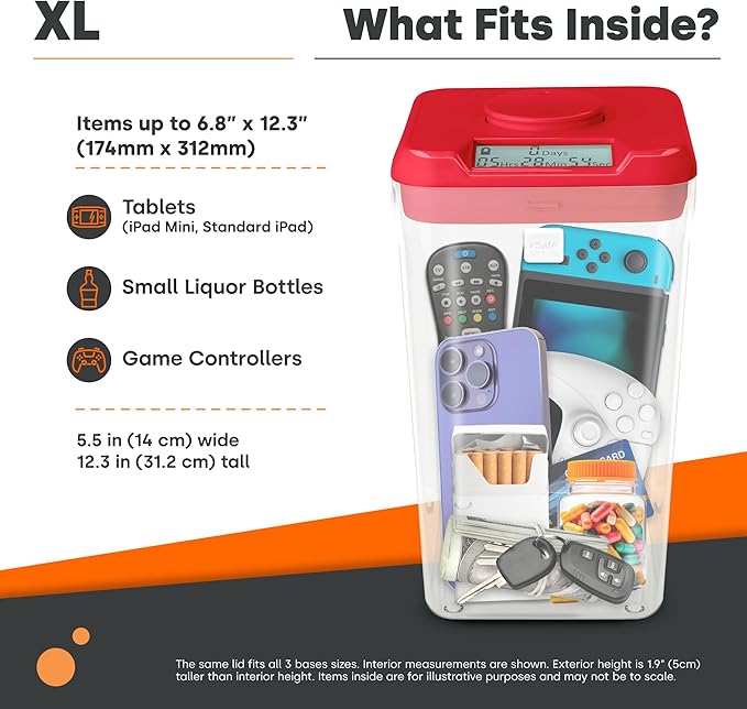 Kitchen Safe XL: Time Locking Container (Blue Lid + White Base) - 10.4" Height