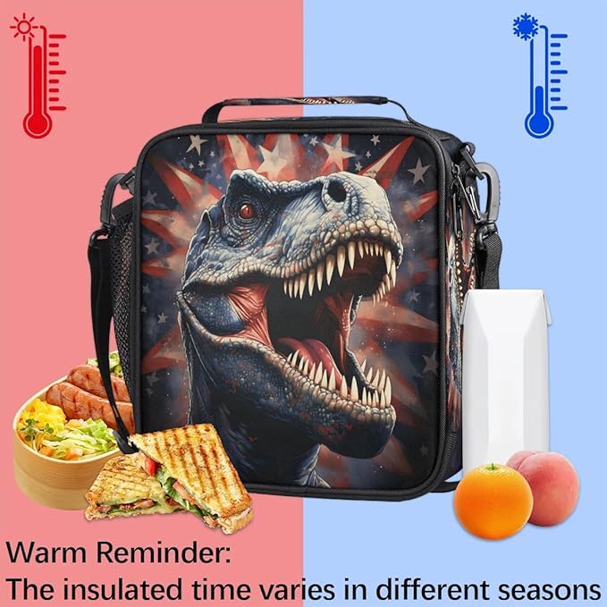 Kids Lunch Box for Boys Girls Dinosaur Star Lunch Bag for Kids Insulated Lunch Bag Tote with Adjustable Shoulder Strap Teens Lunchbox Cooler School Picnic