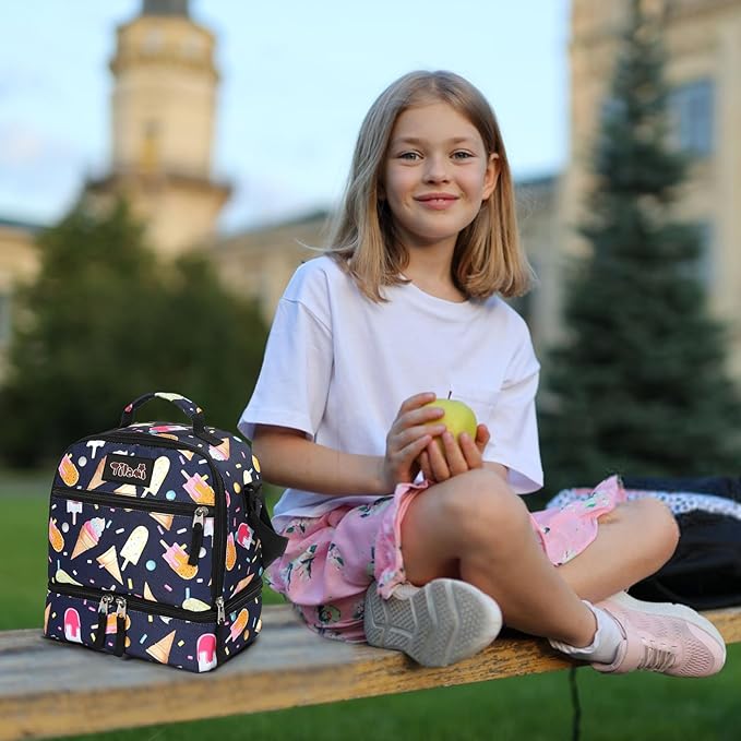 Tilami Lunch Bags Insulated Adjustable Strap Zipper, Water-Resistant Cooler Bags, Bento Bags for Kids Toddlers, Summer