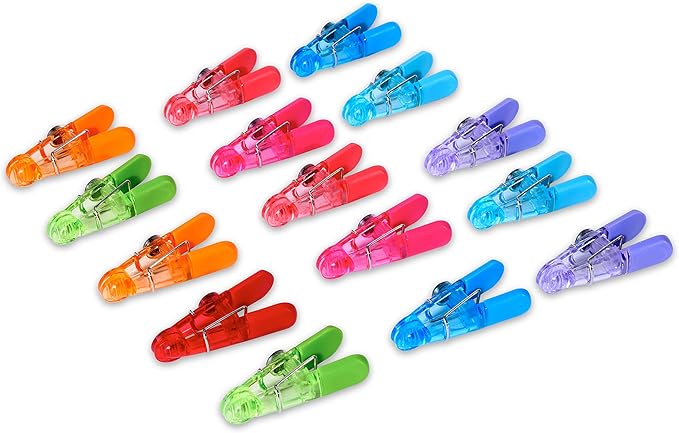 Farberware Colourworks Set of 15 Multipurpose Clips Food Saving Chip Bag Sealers with Magnetic Backs, 16 Pack, Assorted Translucent Colors