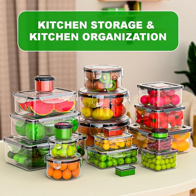 54 Pcs Food Storage Containers with Lids Airtight, (27 Containers &27 Lids) Reusable BPA-Free Plastic Food Containers for Kitchen Organization, Leak Proof Freezer/Microwave Safe Meal Prep Lunch Boxes