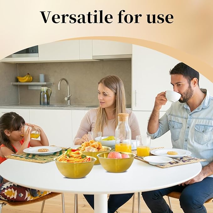 14 Pack 6.69 inches Gold Mixing Bowls with 16 Pcs Airtight Lids Stackable Stainless Steel Soup Bowls Versatile Mixing Bowls Metal Fruit Salad Bowls Round Serving Bowl for Kitchen Cooking Supplies