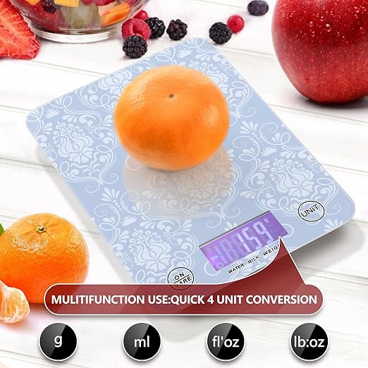 Food Scale Kitchen Scale Food Scales Digital Weight Grams and Ounces Small Electronic Food Scale for Baking Cooking Retro Light Blue