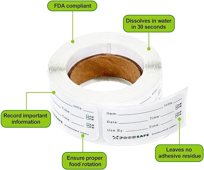 Outus 750 Pieces Food Labels for Containers 1 x 2 Inch Expiration Date Stickers Washable Meal Prep Food Storage Labels Freezer Tape Easy to Write for Home Kitchen Restaurant Supplies