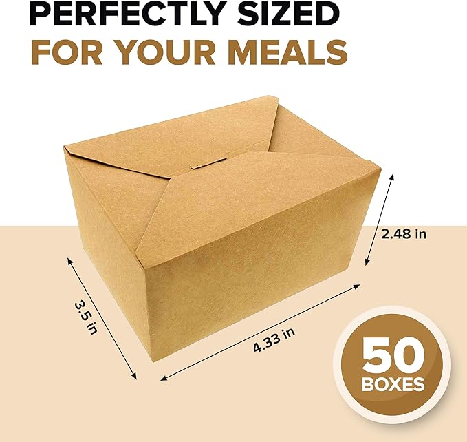30oz Disposable Kraft Take-Out Containers - Microwaveable, Leak-Proof,Oil-Resistant, Eco-Friendly Food Boxes for Restaurants, Catering, & Meal Prep (50 Pack)