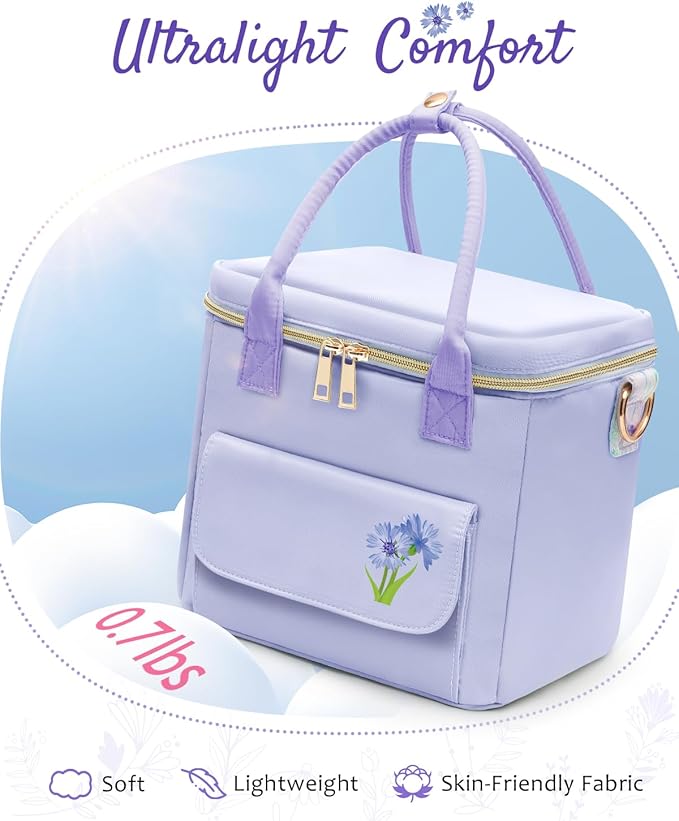 Small Insulated Lunch Bag Box Women - Leakproof Water-Repellent Lightweight Cooler with Removable Strap for Work Picnic - Teacher Mothers Day Christmas Birthday Gifts