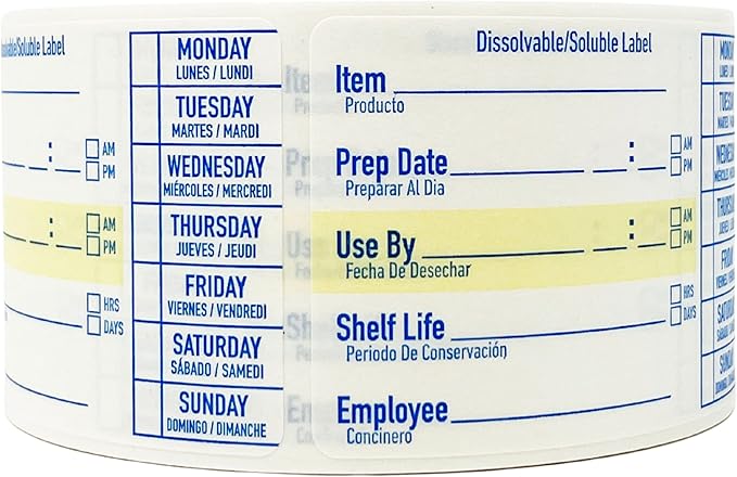 2x3 Food Labels - 250 Dissolvable Stickers for Containers, Kitchen, Freezer, Baby Food, Leftovers