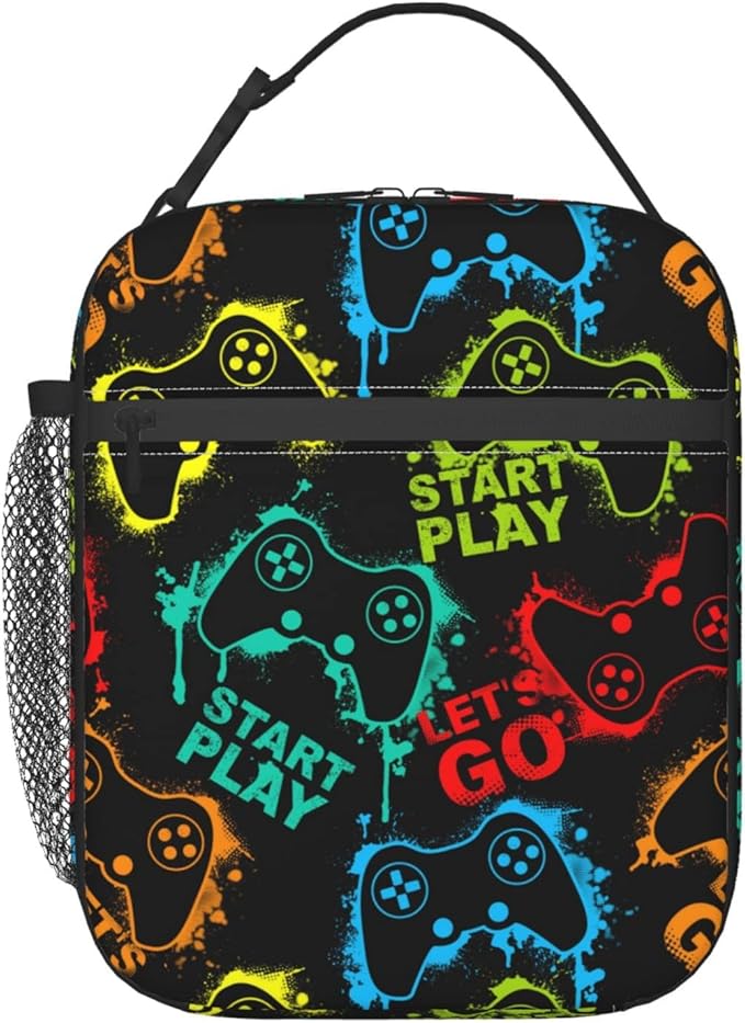 YETTA YANG Video Game Cool Portable Lunch Bag Insulated Lunch Box Reusable Totes For Women Men Work Picnic Camping