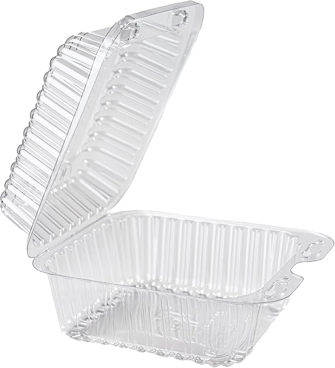 50-Pack Clear Plastic Food Containers Clamshell Take Out Containers Disposable To Go Clam Shell Food Containers 5 x 5 inch for Dessert Containers, Snacks, and Meals