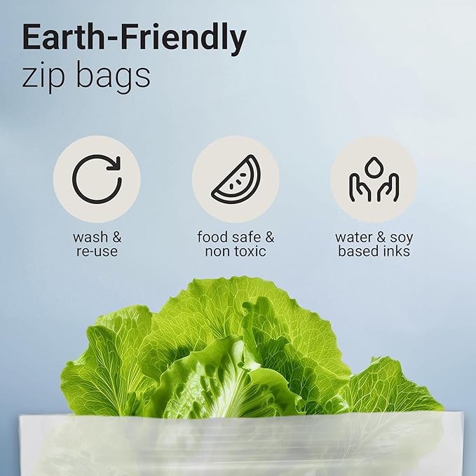 Compostable Zip Bags 140-Pack | Multi-Size Biodegradable Food Storage Bags | PLA PBAT Eco-Friendly | Certified Sustainable Kitchen Storage | Zero Waste