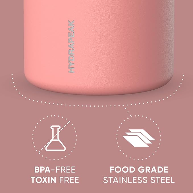 Hydrapeak 25oz Stainless Steel Vacuum Insulated Thermos Food Jar | Thermos for Hot Food and Cold Food, Wide Mouth Leak-Proof Soup Thermos for Adults, 10 Hours Hot and 16 Hours Cold (Peach)