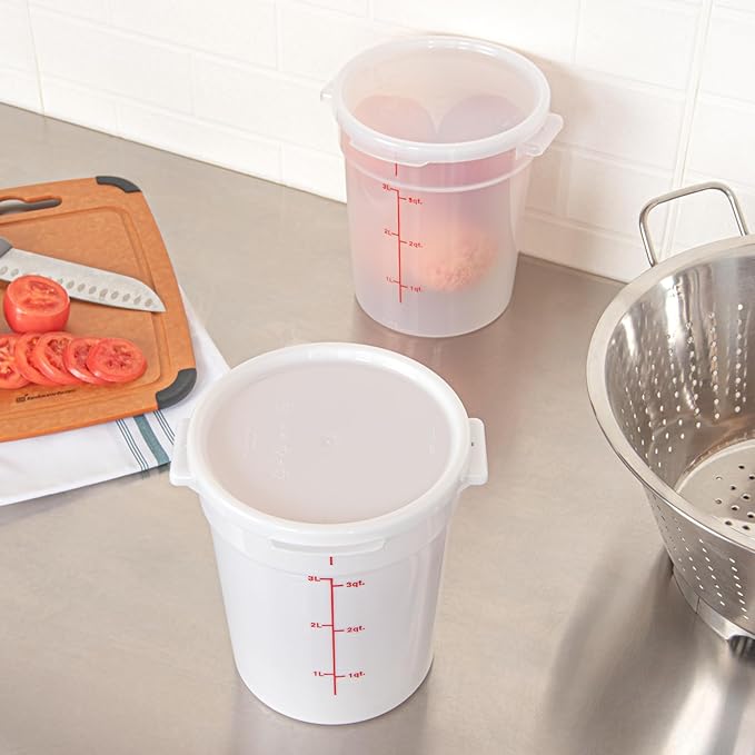 Restaurantware-LIDS ONLY: Met Lux Food Container Lids, 10 Round Lids For Storage Containers - Containers Sold Separately, With Pull-Corner Tab, White Plastic Lids, Dishwashable, Freezable