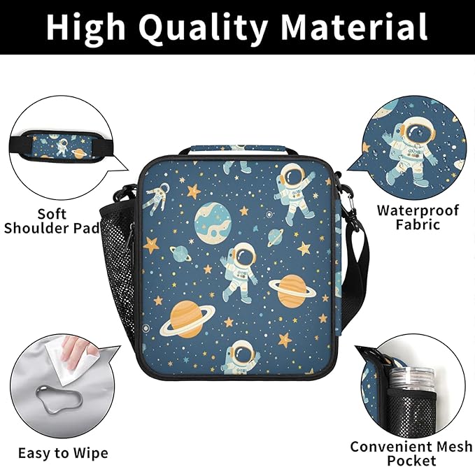 Lunch Bag Personalized Insulated Lunch Bag Reusable Lunch Box Picnic Travel Lunch Tote Bag Snack Bag Starry Sky - Rocket (37)