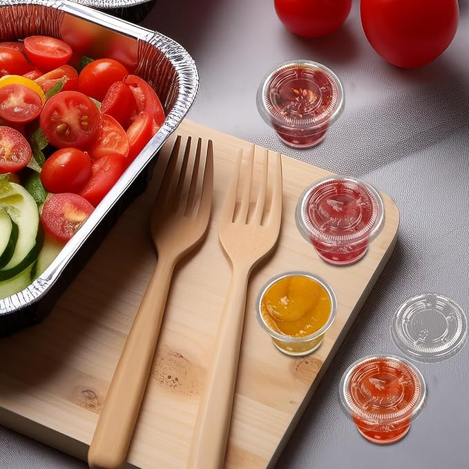 Nsmykhg Disposable Portion Cups,600 Pack 1 Oz Portion Cups Portion Cups With Lids Clear Jello Shot Cups Plastic Souffle Cups,Sampling Cups, Sauce Containers, Small Condiment Cups, Mini Sauce Cups