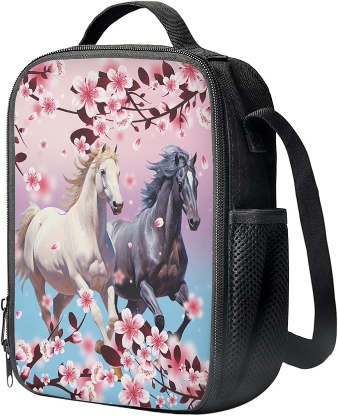 Dolyues Horse Backpack for Boys Girls Backpack Schoolbag for Kids Children Teens Elementary Middle School Bags Waterproof Lightweight Kids Lunch Box and Pencil Case