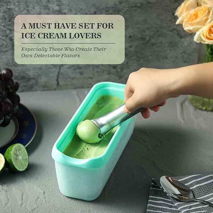 2Pack Ice Cream Containers for Homemade Ice Cream(1.5 Quart Each),Reusable Plastic Tubs Storage Containers Cups with Lids for Freezer,Stackable Storage Container for Gelato,Yogurt, Sorbet