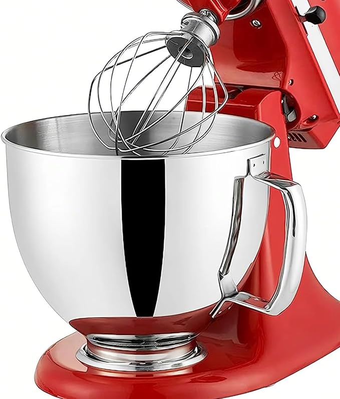 5 QT Food-Grade 304 Stainless Steel Mixer Bowl Fit for KitchenAid Tilt-Head Stand Mixers, 4.5-5 Quart Replacement Mixing Bowl with Handle for Kitchen Aid Artisan&Classic Series, Polished & Rust-Proof