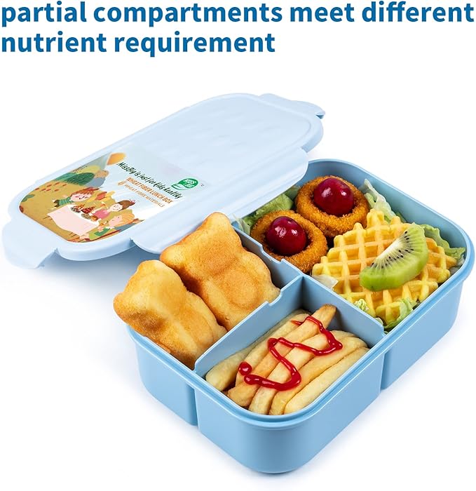 MISS BIG Bento Box, Bento Box for Kids&Adults,Ideal Leak Proof Lunch Box Kids,Mom’s Choice Kids Lunch Box, No BPAs and No Chemical Dyes,Microwave and Dishwasher Safe Lunch Containers(White M+ Blue L)