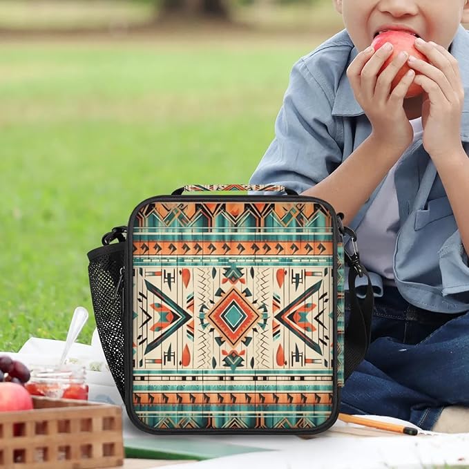 Pardick Aztec Lunch Box Insulated Lunch Bag Lunchbox with Adjustable Shoulder Strap Waterproof Cooler Bags for Travel/Picnic/Beach