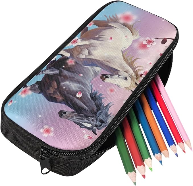 Dolyues Horse Backpack for Boys Girls Backpack Schoolbag for Kids Children Teens Elementary Middle School Bags Waterproof Lightweight Kids Lunch Box and Pencil Case