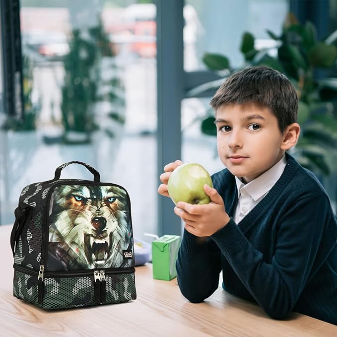 Tilami Lunch Bags Insulated Adjustable Strap Zipper, Water-Resistant Cooler Bags, Bento Bags for Kids Toddlers, Tiger