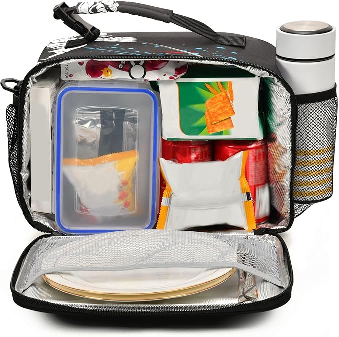 Pfrewn Hockey Player Rainbow Lunch Box for Kids School Students Insulated Lunch Bag with Shoulder Strap for Office Adults Reusable Cooler Bags Lunch Tote