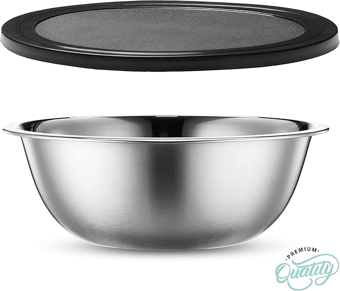 WHYSKO Stainless Steel Mixing Bowl Set, 10 Piece Stainless Steel Mixing Bowls with Lids Set for Food Prep Storage and Serving, Dishwasher Safe Microwave Safe for Kitchen Baking Cooking, Silver