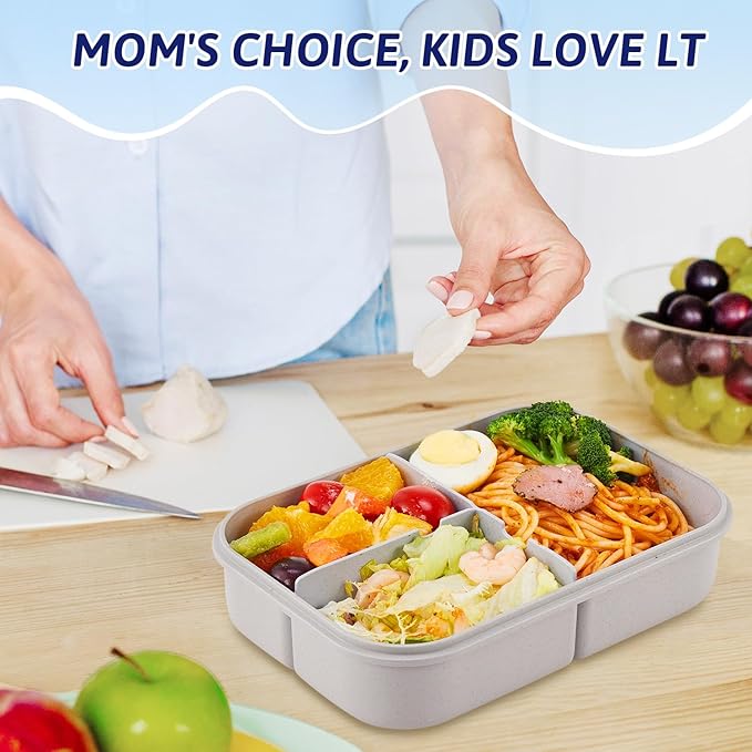 MISS BIG® Bento Box,Bento Box for Kids,Lunch Box Kids,Ideal Leakproof Kids Lunch Box,Lunch Containers No BPAs and Chemical Dyes,M/W,D/W & Fridge Safe(1150ml Gray)