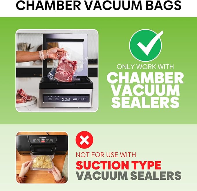 Chamber Vacuum Sealer Bags 200PCS 14"x12",Heavy Duty Pre-Cut Vacuum Chamber Pouches for Food Storage,Sous Vide or Meal Prep,BPA-Free Thick Seal a meal bag for Commercial Sealer Machine
