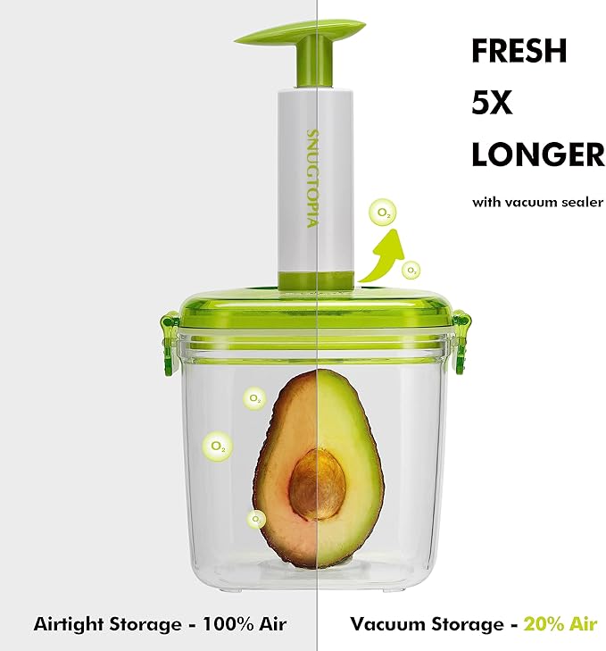 Vacuum Seal Food Storage Containers - Fresh Save, Keep Dry for for Grains, Pet Food & Bulk Buying - 2 Pcs +1 Pc, BPA Free, Leak Proof - Dishwasher, Freezer & Microwave Safe