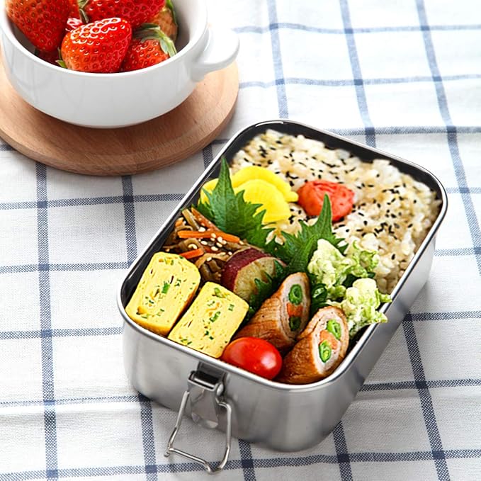 G.a HOMEFAVOR Bento Lunch Box, Stainless Steel Lunch Containers Leakproof, Metal Lunch Containers for Adults, 800ML, Dishwasher Safe, BPA Free