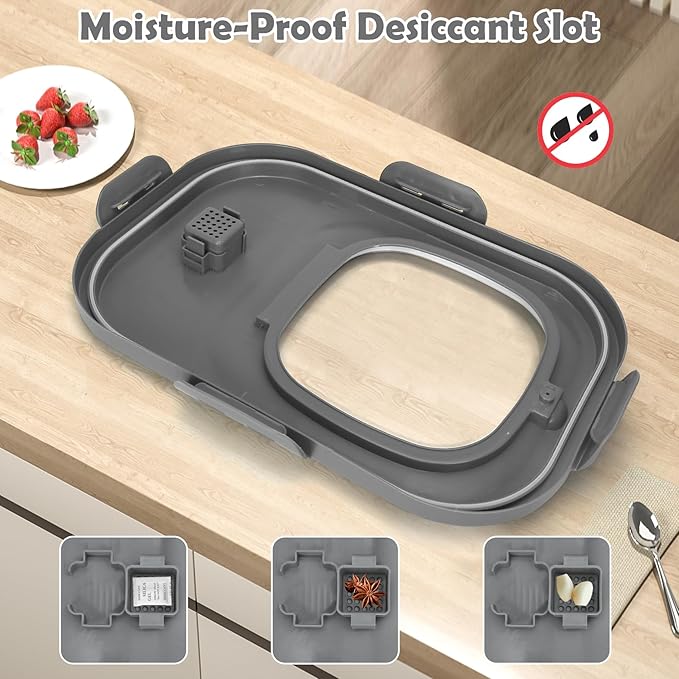 Rice Storage Container, 20Lbs Flour Container, Airtight Large Pet Dog Cat Food Storage Dispenser Bin with Wheels, Scoop & Measuring Cup, Collapsible Kitchen Dry Food Holder for Rice Cereal Kibble