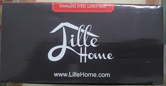 Lille Home 28oz Stainless Steel Leakproof 2-Compartment Bento Lunch Box/Portion Control Food Container with Lunch Bag and Cutlery Set, BPA Free