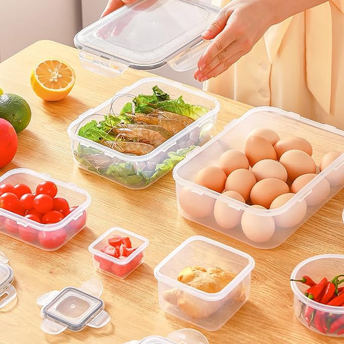 Plastic Food Storage Containers with Lids – Plastic Food Containers with Lid Airtight, Leakproof, BPA-Free – Perfect for Meal Prep, Snacks, and Leftovers (24 plastic pack)