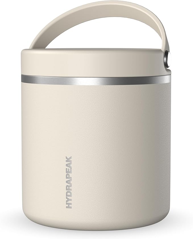Hydrapeak 25oz Stainless Steel Vacuum Insulated Thermos Food Jar | Kids Thermos for Hot Food and Cold Food, Wide Mouth Leak-Proof Soup Thermos for Adults, 10 Hours Hot and 16 Hours Cold (Stone)